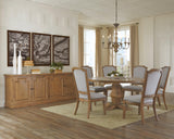 Florence Round Pedestal Dining Table Rustic Smoke - Ella Furniture