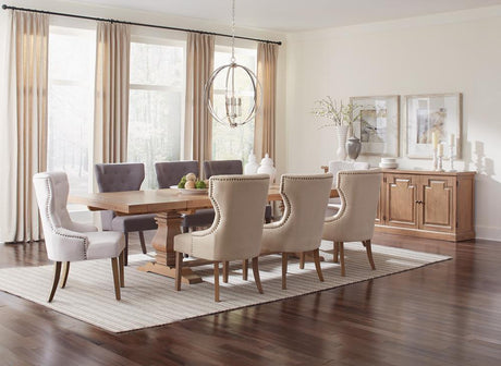 Florence Double Pedestal Dining Table Rustic Smoke - Ella Furniture