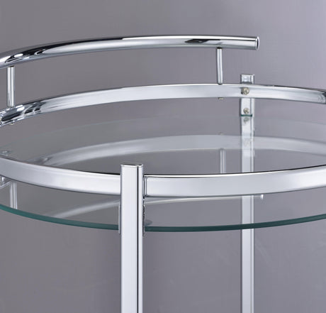 Chrissy Round Glass Bar Cart Chrome - Ella Furniture