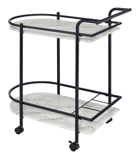 Desiree Rack Bar Cart With Casters Black - Ella Furniture