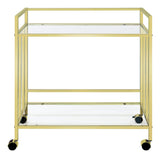 Cara Rectangular Glass Bar Cart Brass - Ella Furniture