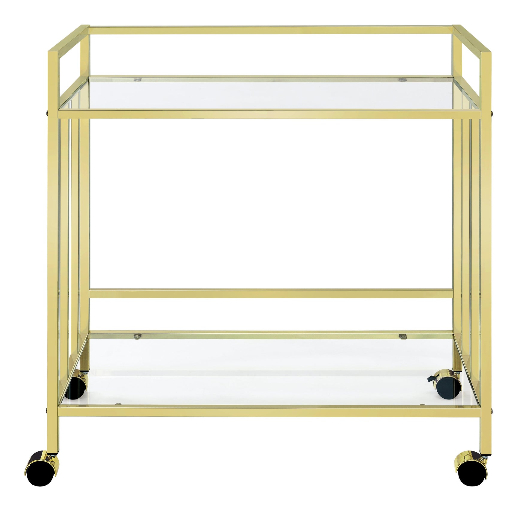 Cara Rectangular Glass Bar Cart Brass - Ella Furniture