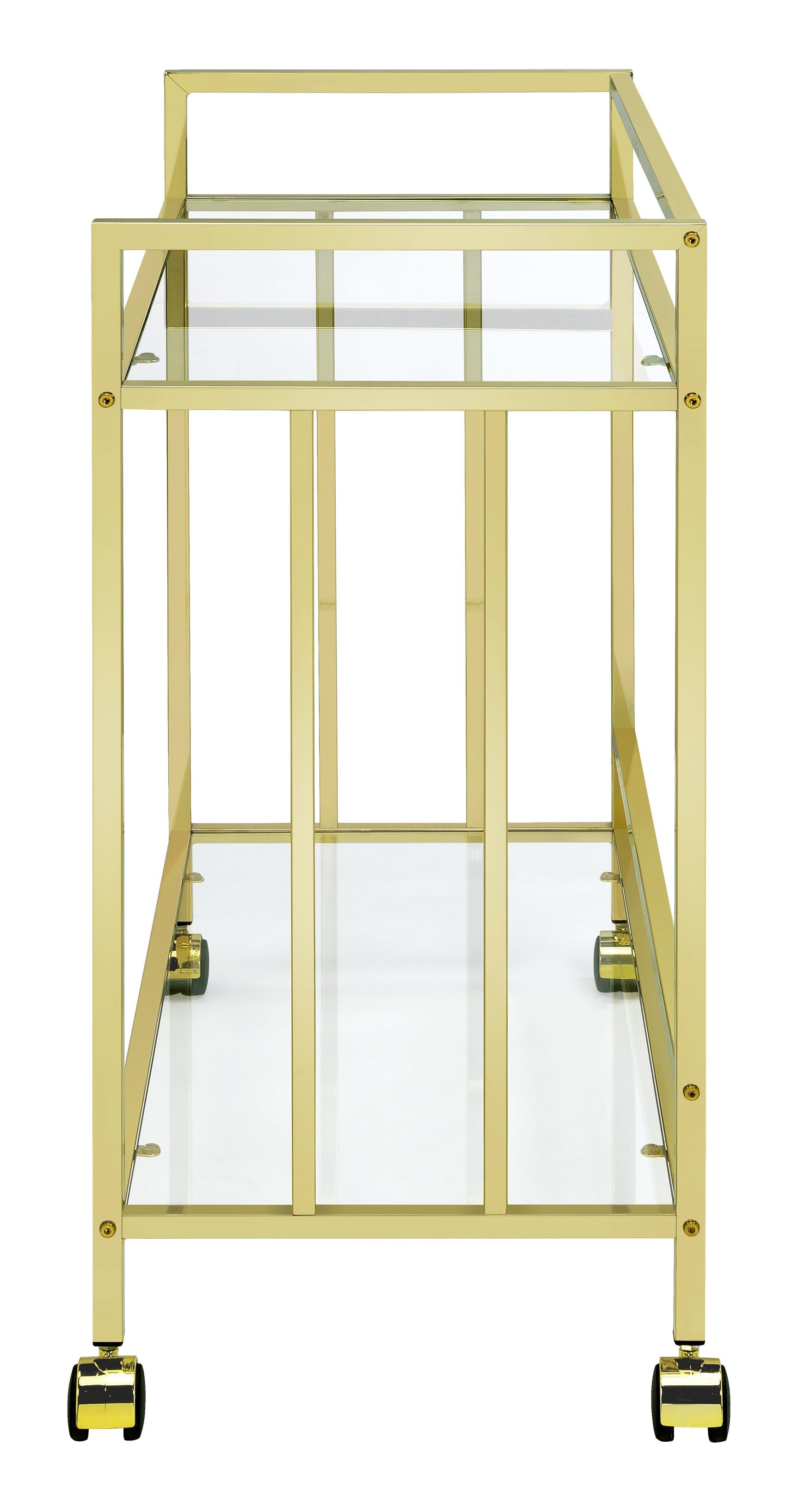 Cara Rectangular Glass Bar Cart Brass - Ella Furniture
