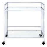 Cara Rectangular Glass Bar Cart Chrome - Ella Furniture