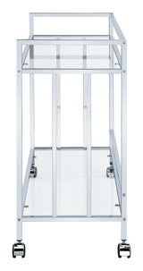 Cara Rectangular Glass Bar Cart Chrome - Ella Furniture