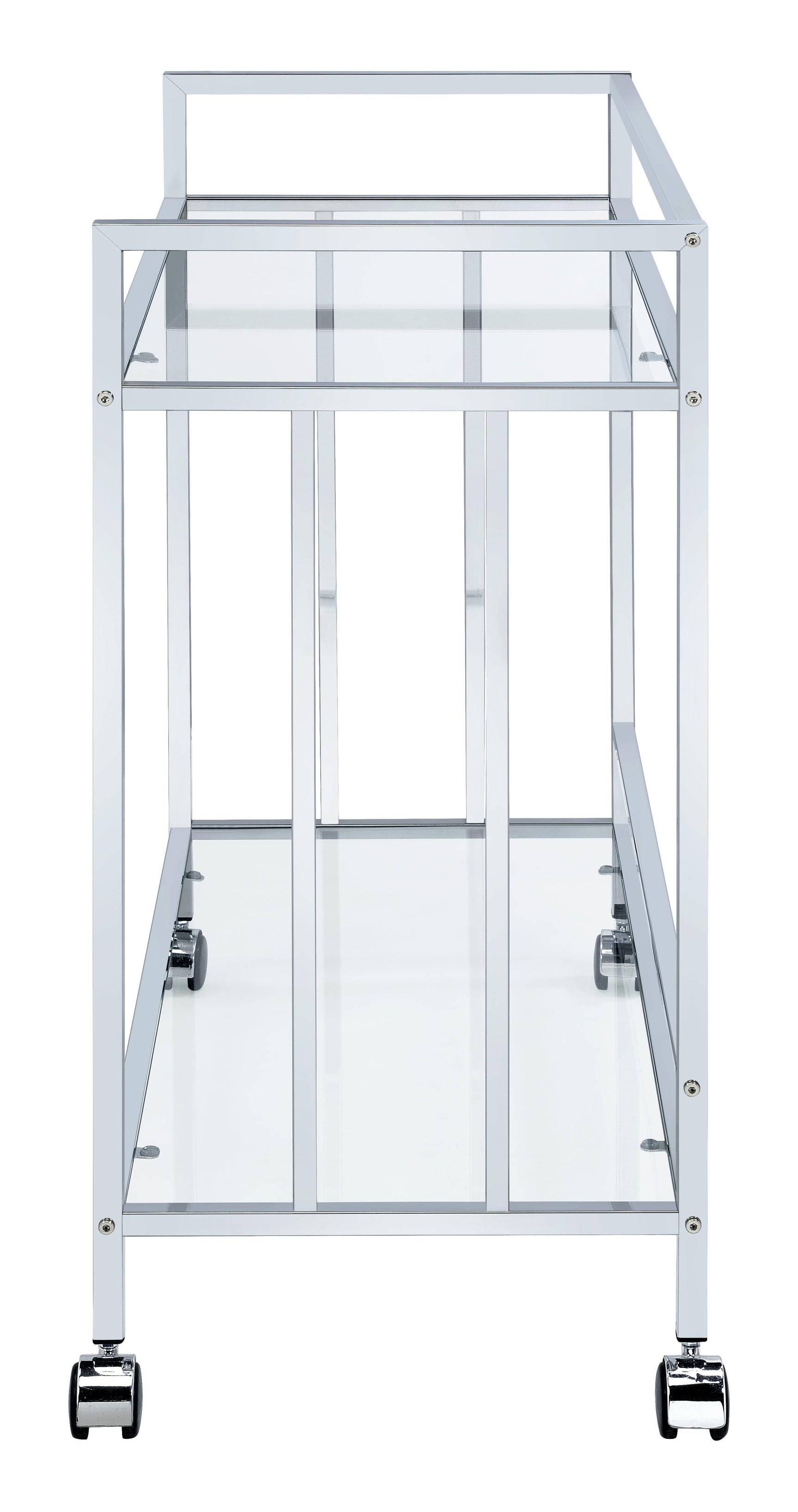 Cara Rectangular Glass Bar Cart Chrome - Ella Furniture