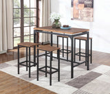Santana 5-Piece Bar Set Weathered Chestnut And Black - Ella Furniture