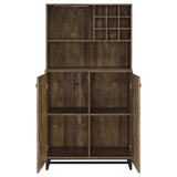 Mendoza 2-Door Wine Cabinet Rustic Oak Herringbone And Gunmetal - Ella Furniture