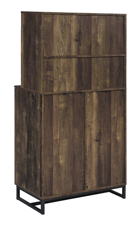 Mendoza 2-Door Wine Cabinet Rustic Oak Herringbone And Gunmetal - Ella Furniture