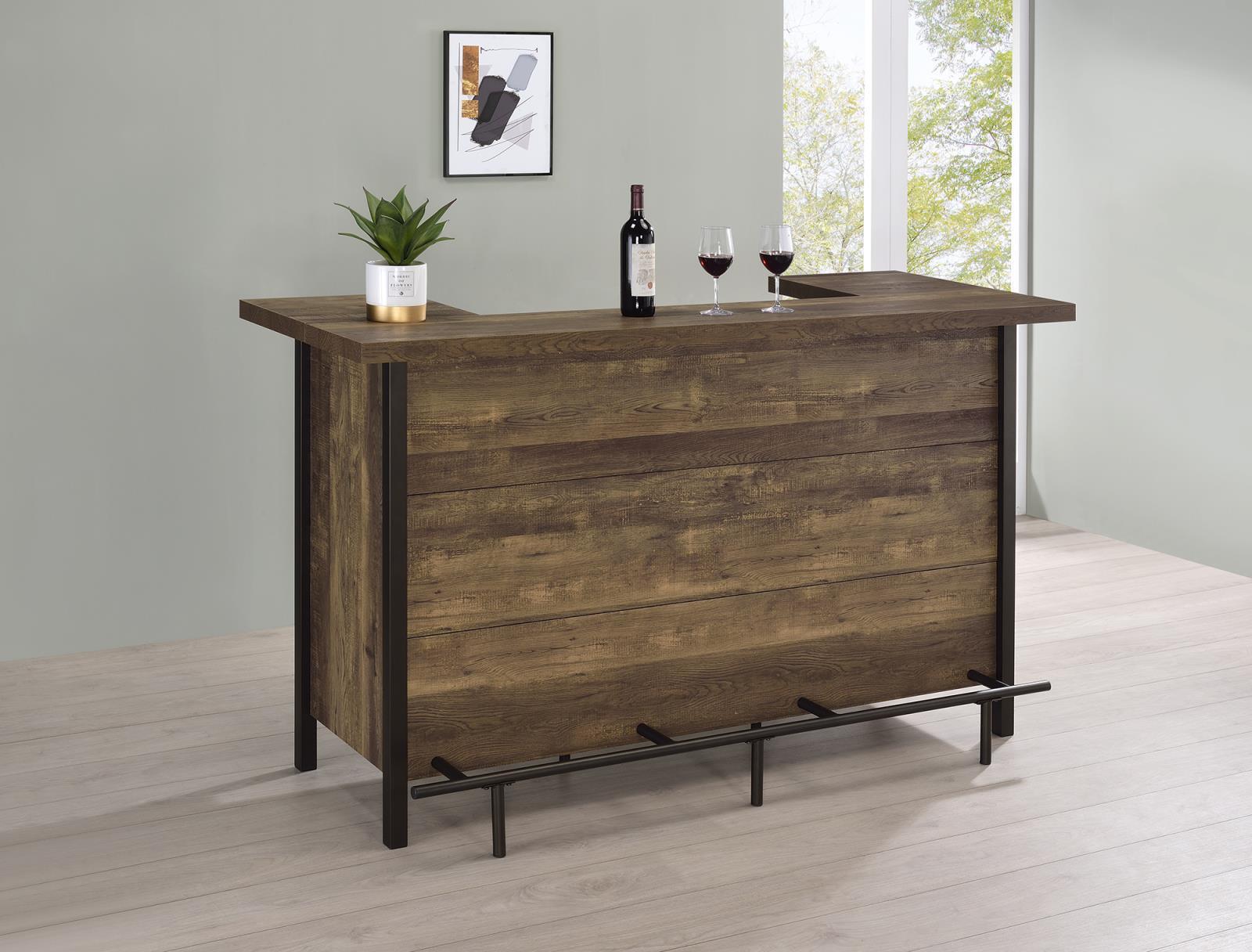 Bellemore Rectangular Storage Bar Unit Rustic Oak - Ella Furniture