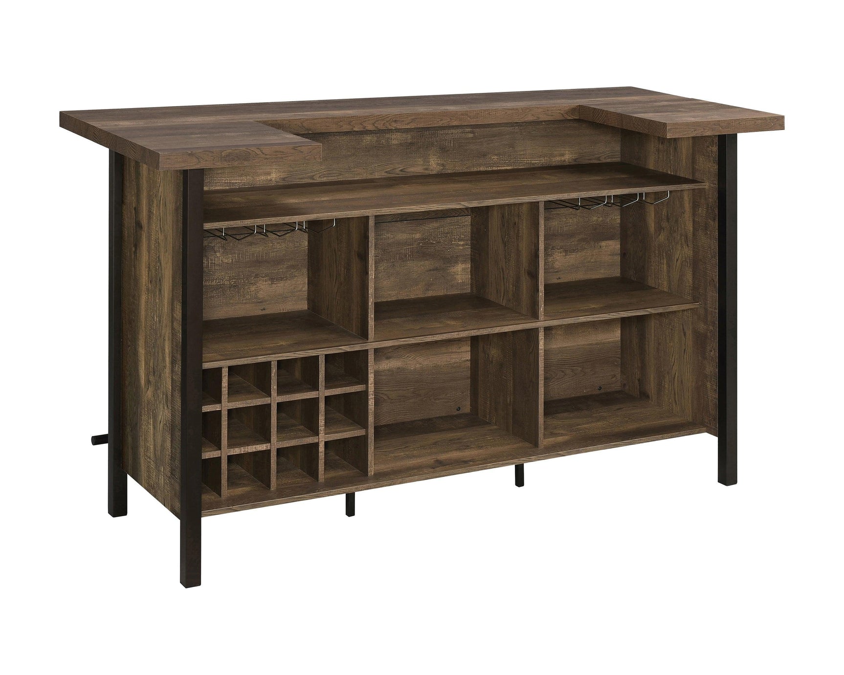 Bellemore Rectangular Storage Bar Unit Rustic Oak - Ella Furniture