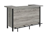Bellemore Bar Unit With Footrest Grey Driftwood And Black - Ella Furniture