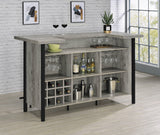 Bellemore Bar Unit With Footrest Grey Driftwood And Black - Ella Furniture