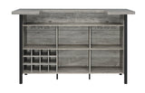 Bellemore Bar Unit With Footrest Grey Driftwood And Black - Ella Furniture