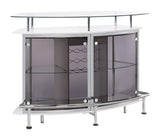 Gideon Crescent Shaped Glass Top Bar Unit With Drawer - Ella Furniture