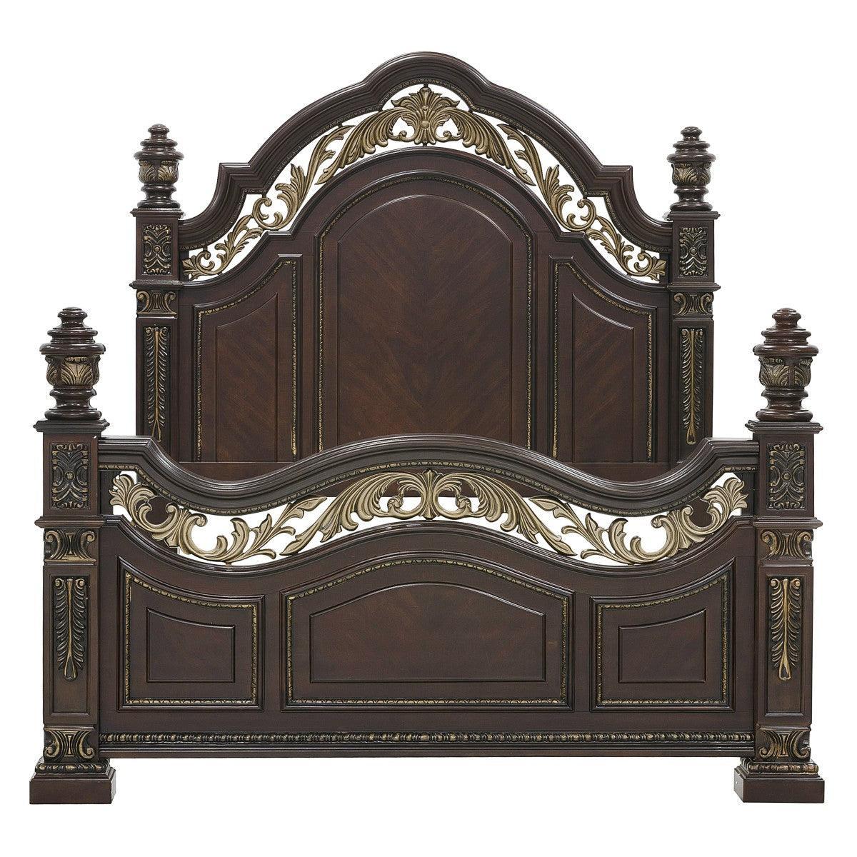 Catalonia Dark Cherry Modern Traditional Cherry Veneer Wood And Engineered Wood King Poster Bed - Ella Furniture