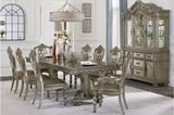 Catalonia Platinum Gold Finish Modern Solid Wood Faux Leather Seat Rectangular Dining Room Set - Ella Furniture