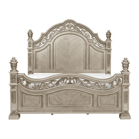Catalonia Platinum Gold Modern Traditional Cherry Veneer Wood And Engineered Wood King Poster Bed - Ella Furniture