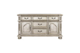 Catalonia Platinum Gold Finish Modern Solid Wood Faux Leather Seat Rectangular Dining Room Set - Ella Furniture