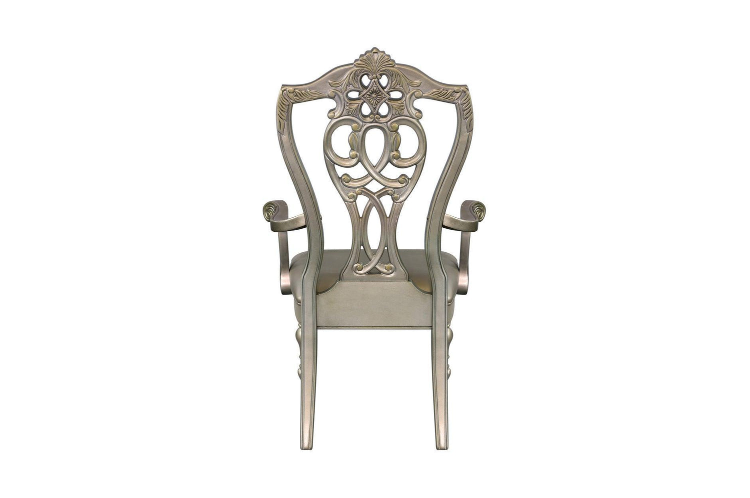 Catalonia Platinum Gold Finish Modern Solid Wood Faux Leather Seat Rectangular Dining Room Set - Ella Furniture