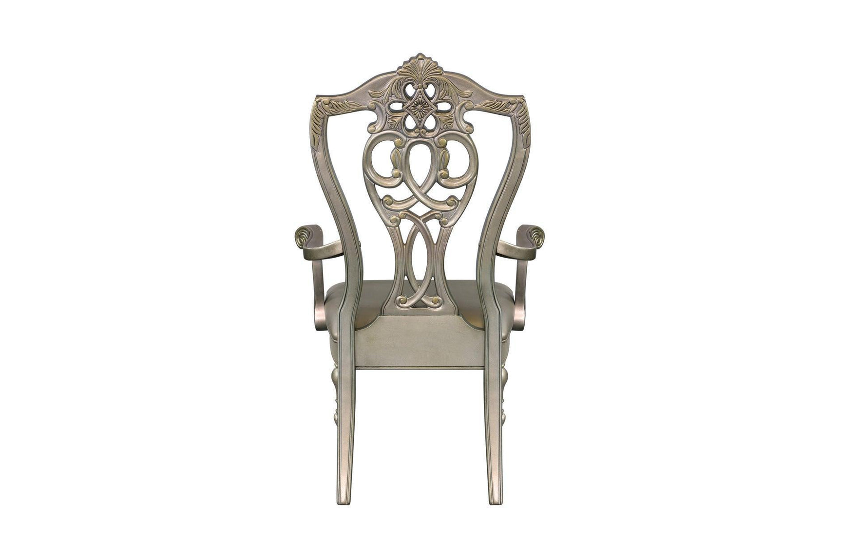 Catalonia Platinum Gold Finish Modern Solid Wood Faux Leather Seat Rectangular Dining Room Set - Ella Furniture