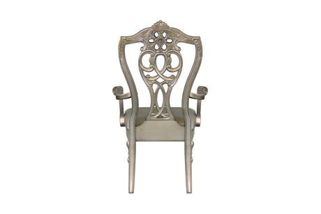 Catalonia Platinum Gold Finish Modern Solid Wood Faux Leather Seat Rectangular Dining Room Set - Ella Furniture
