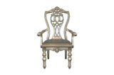 Catalonia Platinum Gold Finish Modern Solid Wood Faux Leather Seat Rectangular Dining Room Set - Ella Furniture