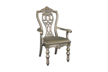 Catalonia Platinum Gold Finish Modern Solid Wood Faux Leather Seat Rectangular Dining Room Set - Ella Furniture