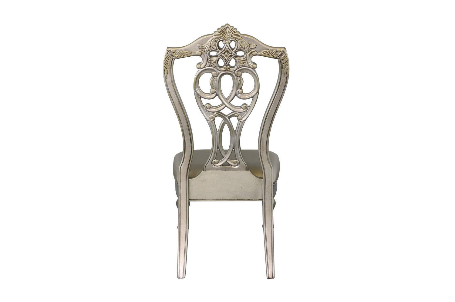 Catalonia Platinum Gold Finish Modern Solid Wood Faux Leather Seat Rectangular Dining Room Set - Ella Furniture