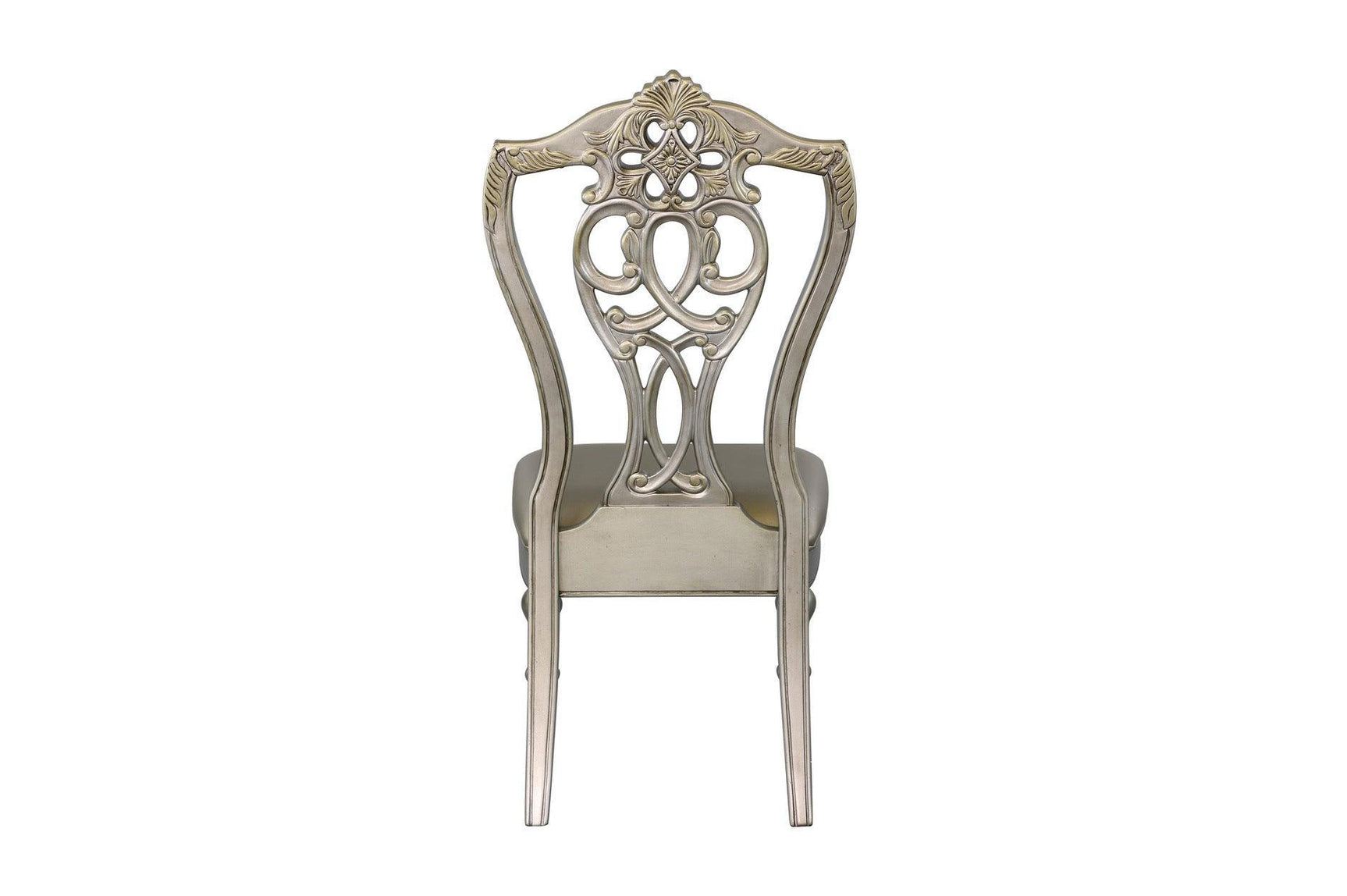 Catalonia Platinum Gold Finish Modern Solid Wood Faux Leather Seat Rectangular Dining Room Set - Ella Furniture
