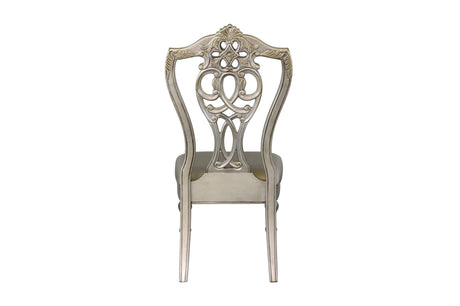 Catalonia Platinum Gold Finish Modern Solid Wood Faux Leather Seat Rectangular Dining Room Set - Ella Furniture