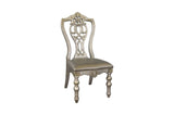 Catalonia Platinum Gold Finish Modern Solid Wood Faux Leather Seat Rectangular Dining Room Set - Ella Furniture