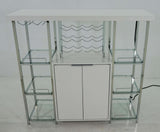 Gallimore 2-Door Bar Cabinet With Glass Shelf High Glossy White And Chrome - Ella Furniture