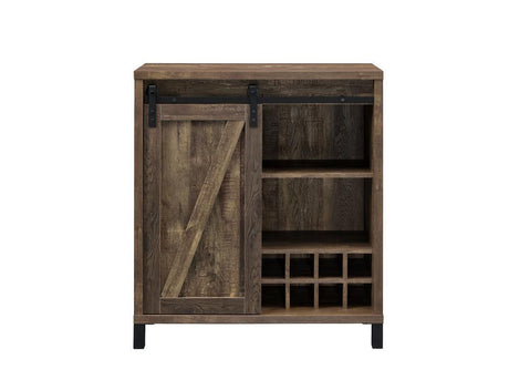 Arlington Bar Cabinet With Sliding Door Rustic Oak - Ella Furniture