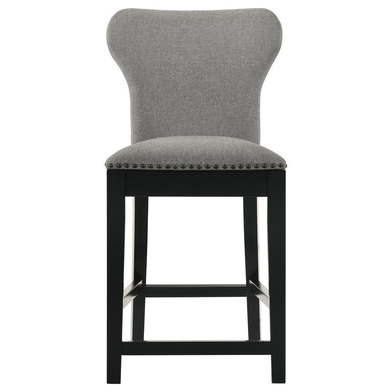 Ralland Upholstered Solid Back Counter Height Stools With Nailhead Trim (Set Of 2) Grey And Black - Ella Furniture