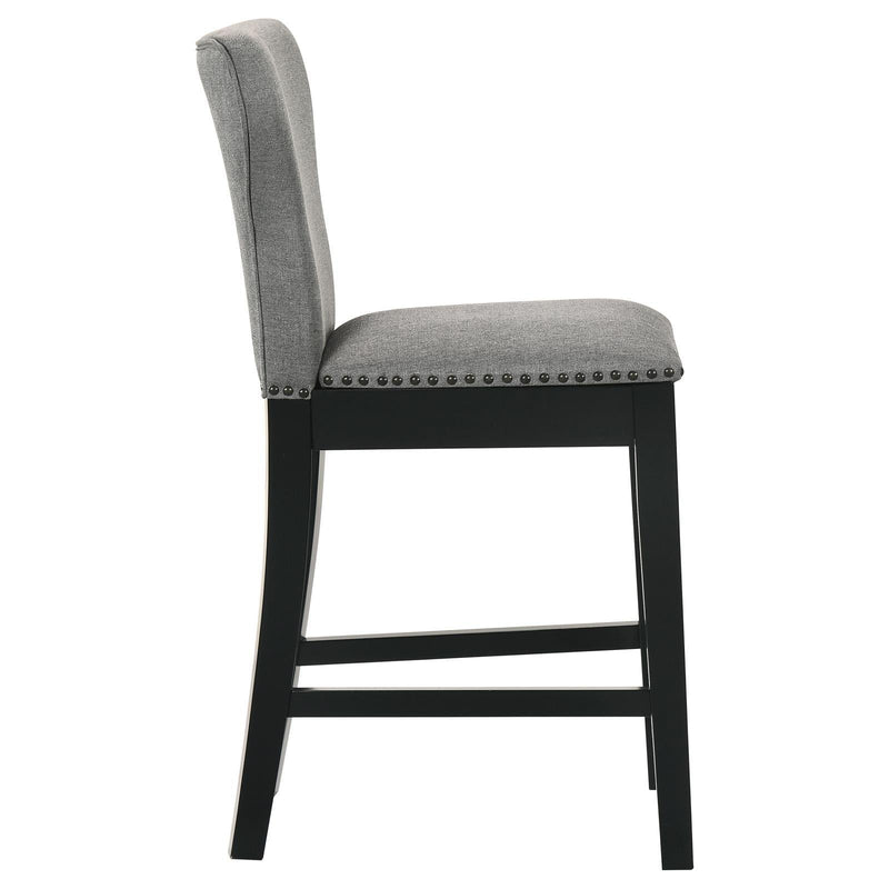 Ralland Upholstered Solid Back Counter Height Stools With Nailhead Trim (Set Of 2) Grey And Black - Ella Furniture