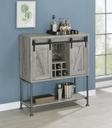 Claremont Sliding Door Bar Cabinet With Lower Shelf Grey Driftwood - Ella Furniture