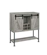 Claremont Sliding Door Bar Cabinet With Lower Shelf Grey Driftwood - Ella Furniture