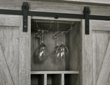 Claremont Sliding Door Bar Cabinet With Lower Shelf Grey Driftwood - Ella Furniture