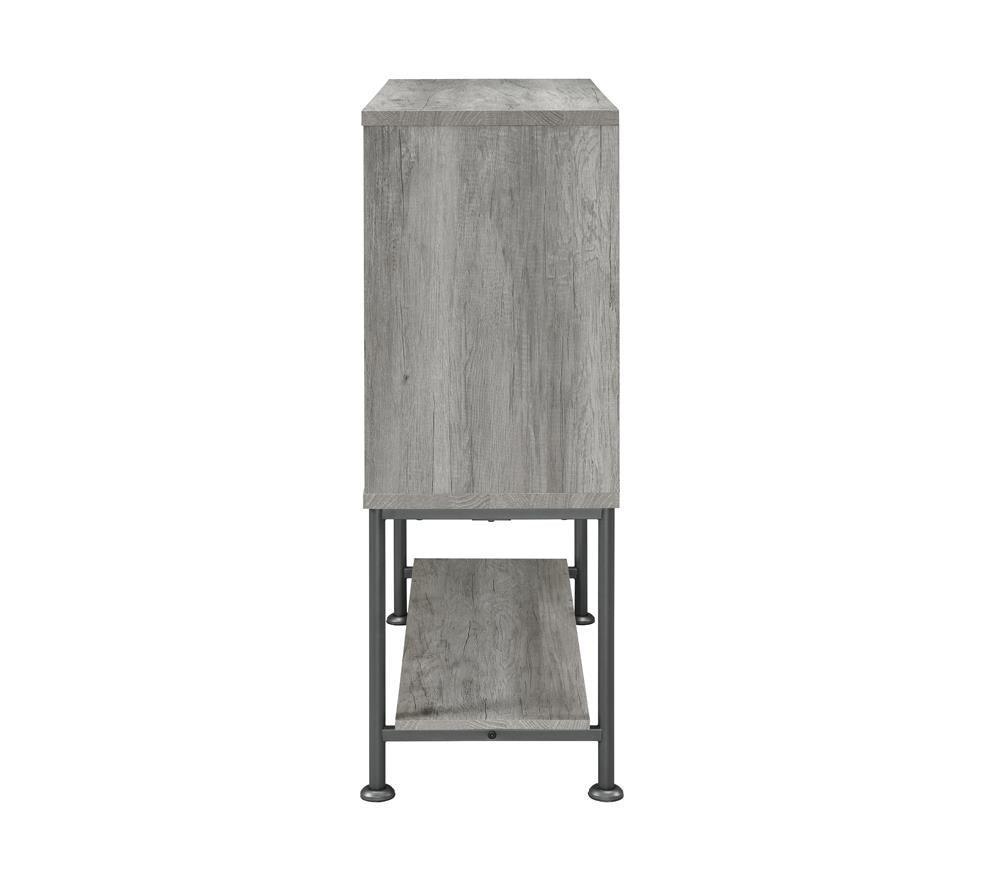 Claremont Sliding Door Bar Cabinet With Lower Shelf Grey Driftwood - Ella Furniture