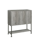 Claremont Sliding Door Bar Cabinet With Lower Shelf Grey Driftwood - Ella Furniture