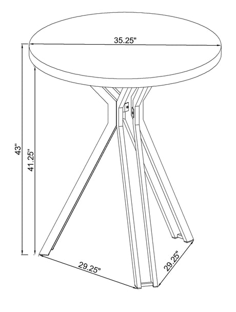 Edgerton Round Wood Top Bar Table Dark Oak And Chrome - Ella Furniture