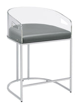 Thermosolis Acrylic Back Counter Height Stools Grey And Chrome (Set Of 2) - Ella Furniture