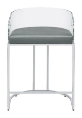 Thermosolis Acrylic Back Counter Height Stools Grey And Chrome (Set Of 2) - Ella Furniture