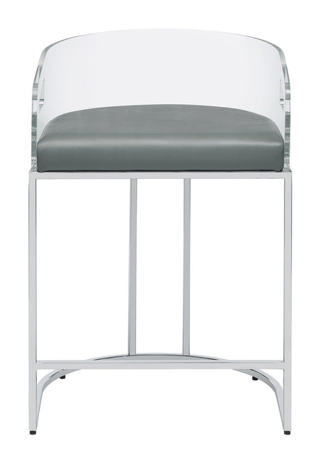 Thermosolis Acrylic Back Counter Height Stools Grey And Chrome (Set Of 2) - Ella Furniture