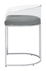 Thermosolis Acrylic Back Counter Height Stools Grey And Chrome (Set Of 2) - Ella Furniture