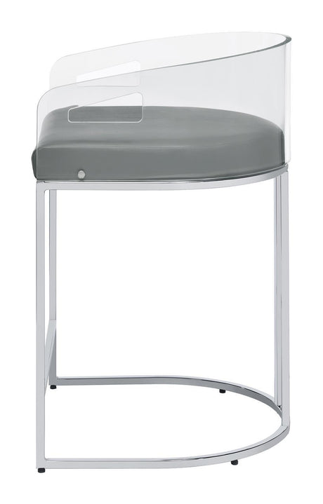 Thermosolis Acrylic Back Counter Height Stools Grey And Chrome (Set Of 2) - Ella Furniture