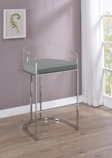 Thermosolis Acrylic Back Bar Stools Grey And Chrome (Set Of 2) - Ella Furniture