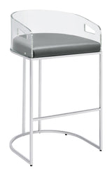 Thermosolis Acrylic Back Bar Stools Grey And Chrome (Set Of 2) - Ella Furniture