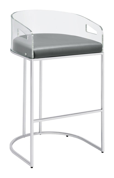 Thermosolis Acrylic Back Bar Stools Grey And Chrome (Set Of 2) - Ella Furniture